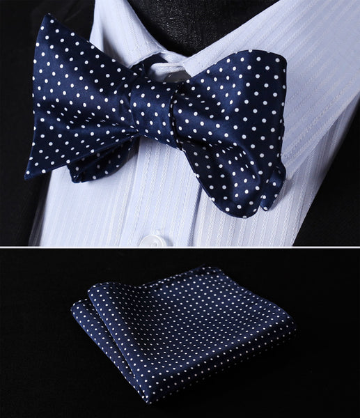 100%Silk BowTie w/ Pocket Square Handkerchief Fashion - by Goodies Realm