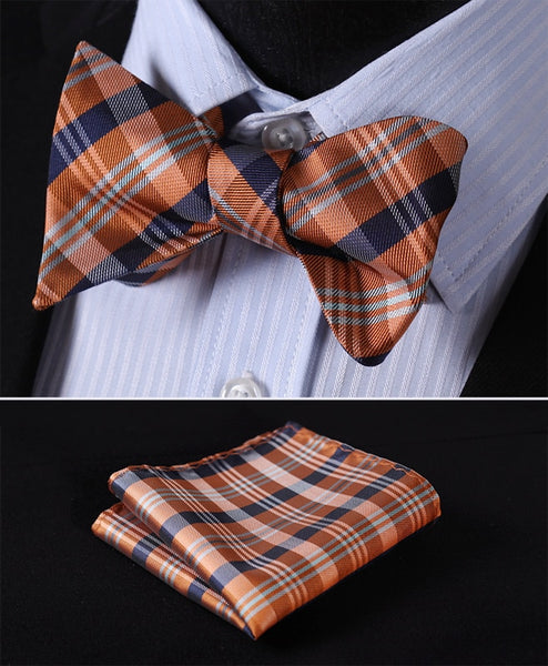 100%Silk BowTie w/ Pocket Square Handkerchief Fashion - by Goodies Realm