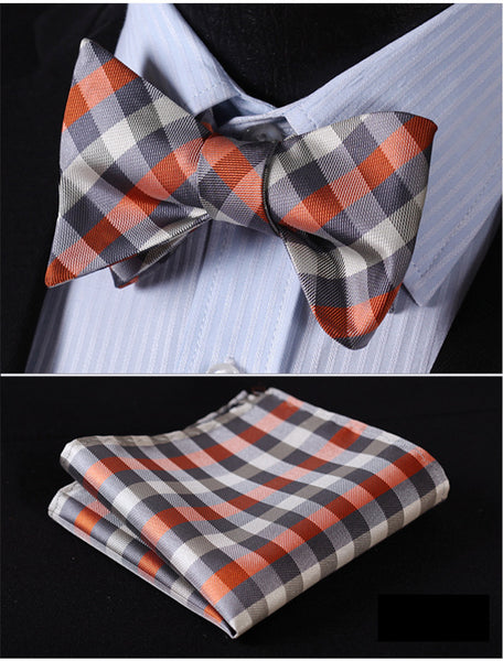 100%Silk BowTie w/ Pocket Square Handkerchief Fashion - by Goodies Realm